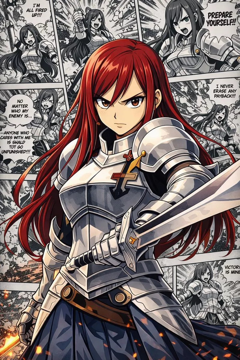 Erza Scarlet Tạo Dáng Đầy Tự Tin Trước Khung Cảnh Anime Erza Scarlet Tạo Dáng Đầy Tự Tin Trước Khung Cảnh Anime