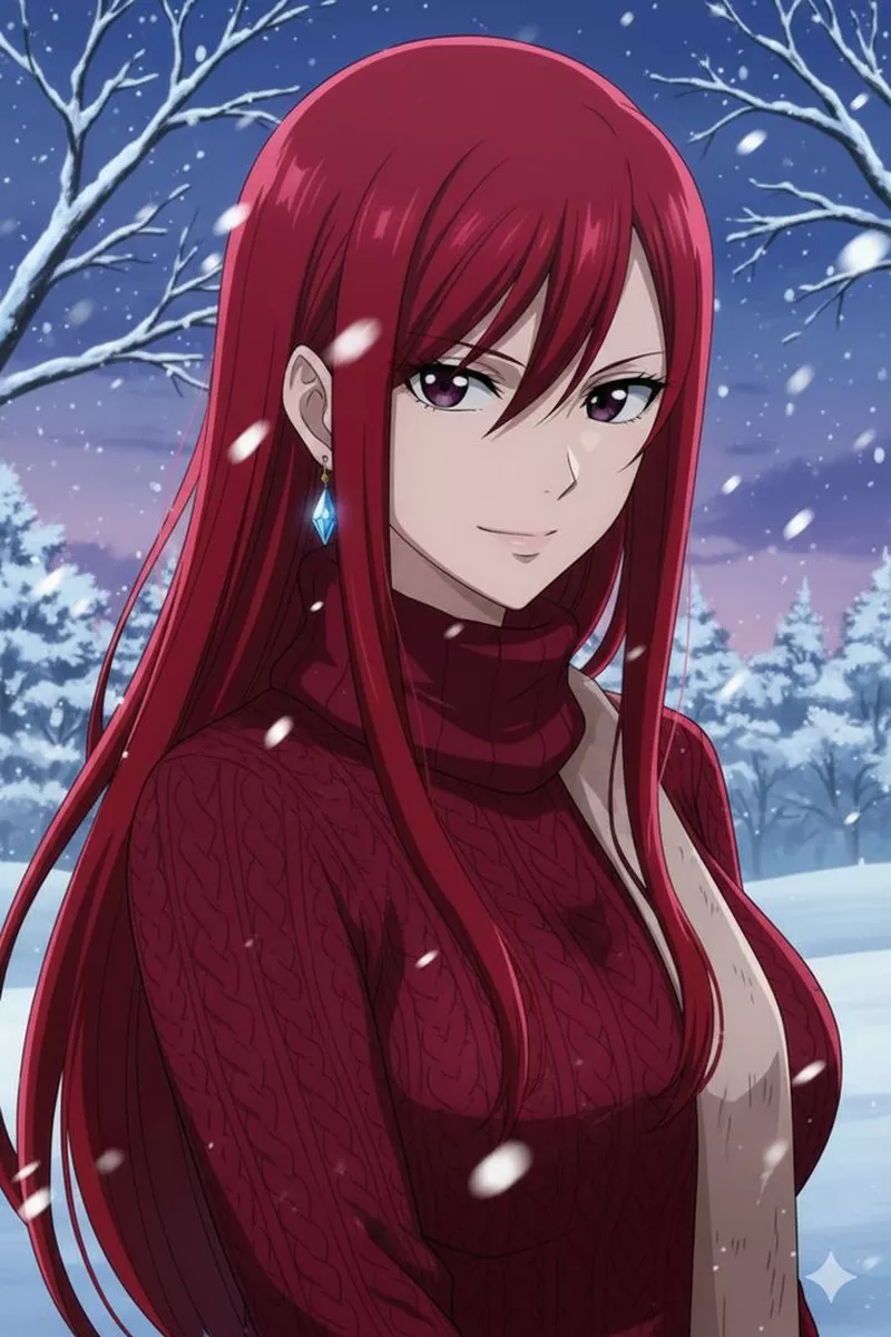 Erza Scarlet Tạo Dáng Trong Khung Cảnh Anime Ấn Tượng Erza Scarlet Tạo Dáng Trong Khung Cảnh Anime Ấn Tượng