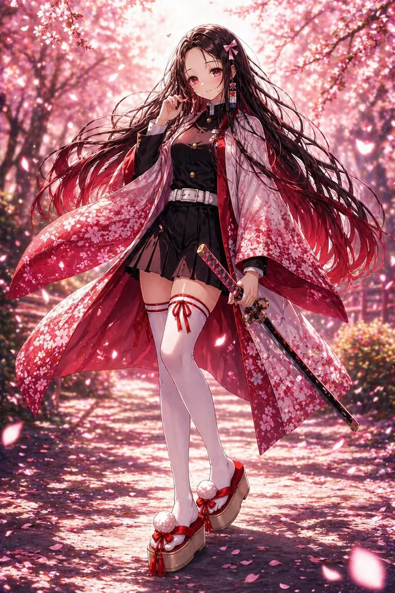 Hình Nền Nezuko Kamado Trong Bộ Kimono Hồng Hình Nền Nezuko Kamado Trong Bộ Kimono Hồng