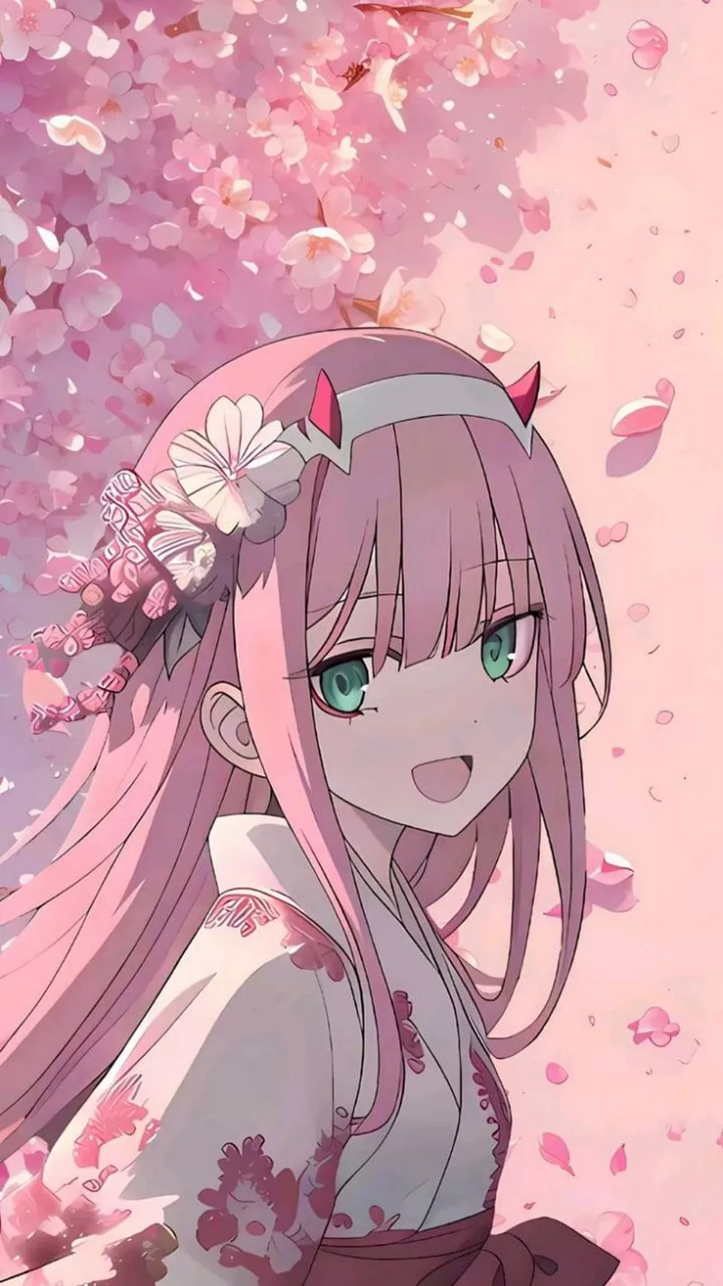 Hình Nền Zero Two Với Hiệu Ứng Huyền Ảo