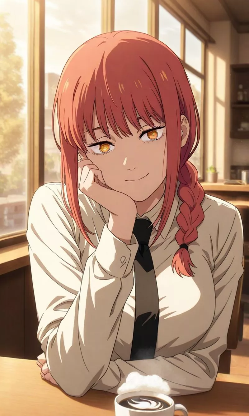 Makima Với Thần Thái Tự Tin Trước Khung Cảnh Anime Makima Với Thần Thái Tự Tin Trước Khung Cảnh Anime