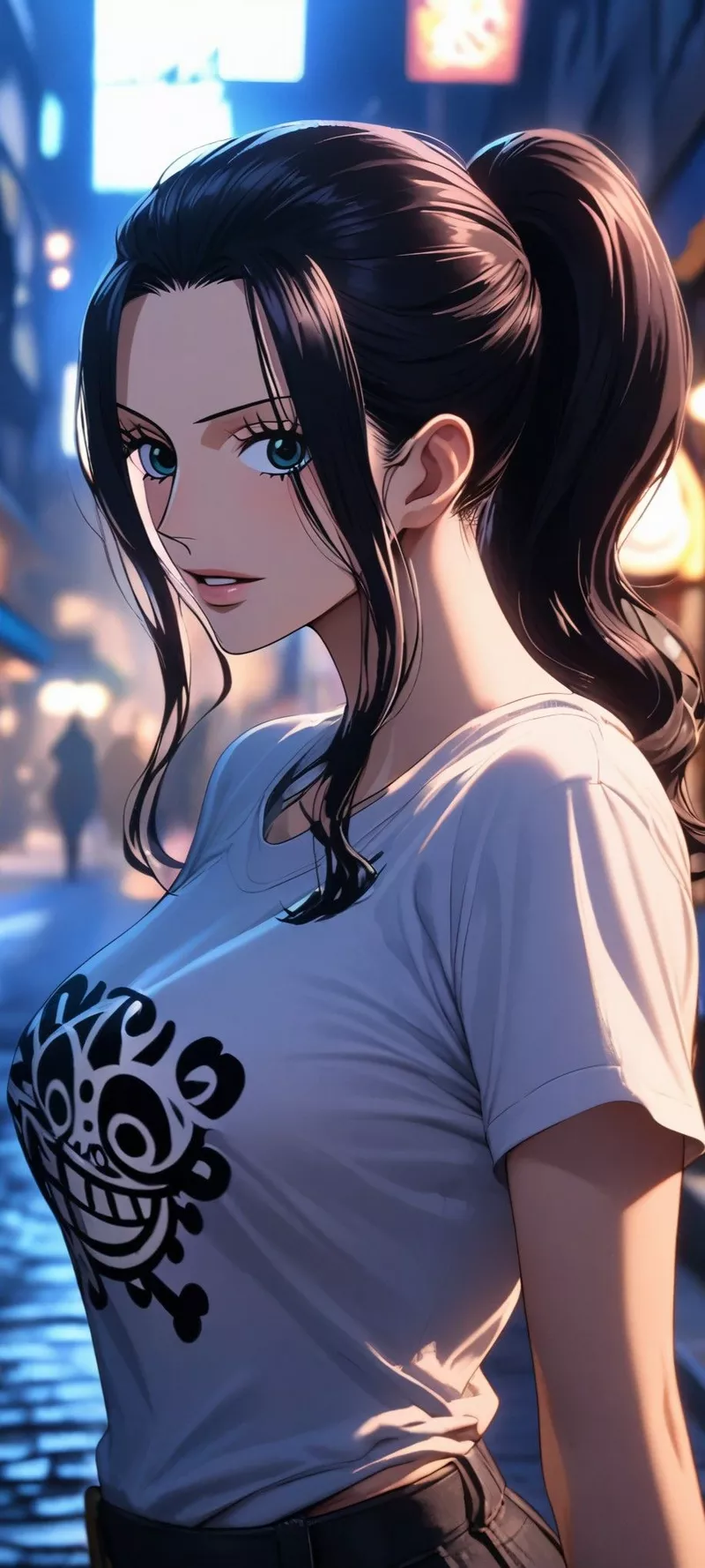 Nico Robin Tạo Dáng Trong Khung Cảnh Thành Phố Nico Robin Tạo Dáng Trong Khung Cảnh Thành Phố