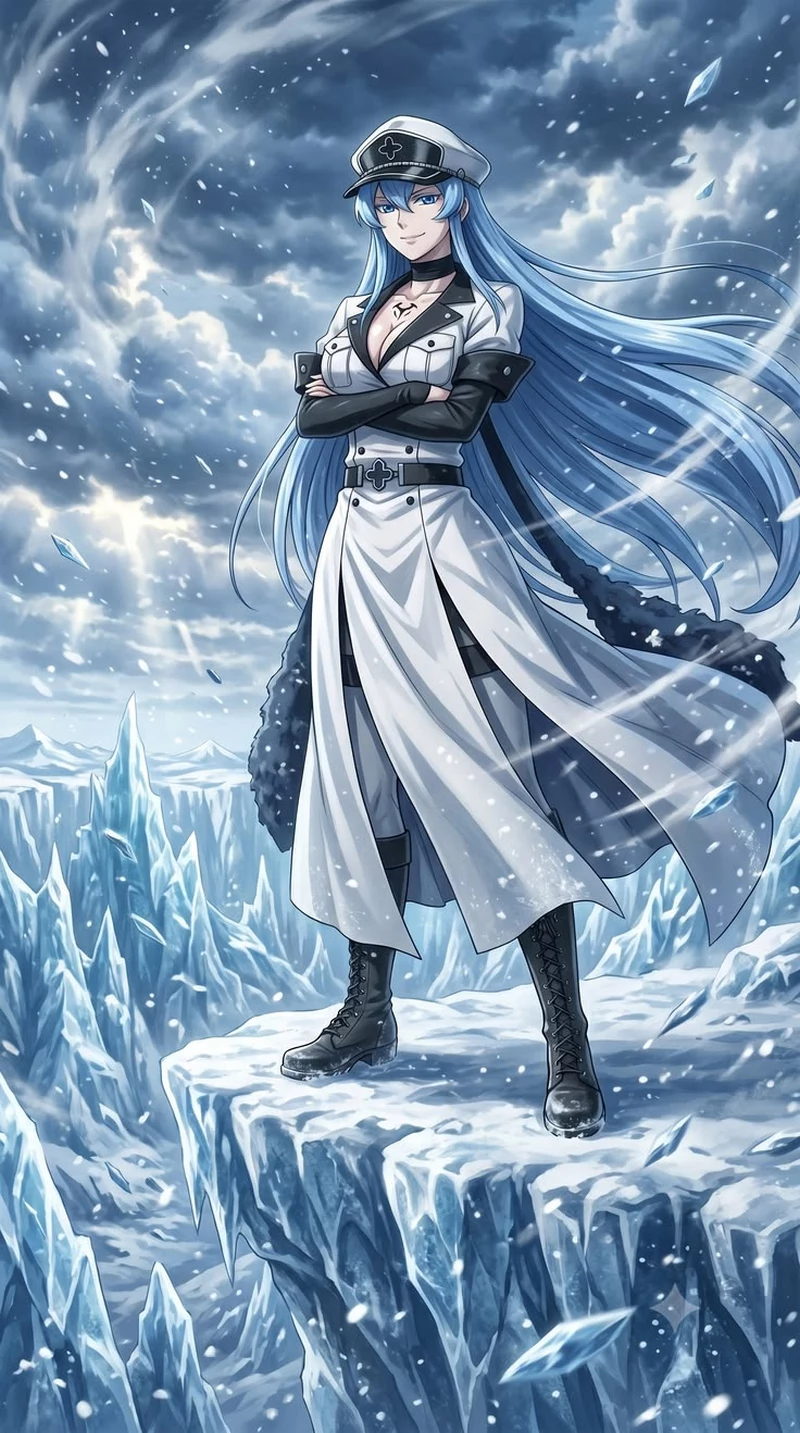 Hình Nền Esdeath Cùng Bối Cảnh Băng Tuyết Hùng Vĩ