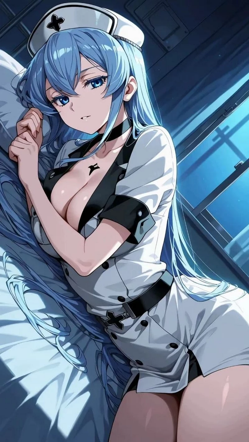 Hình Nền Esdeath Cùng Mái Tóc Xanh Đặc Trưng