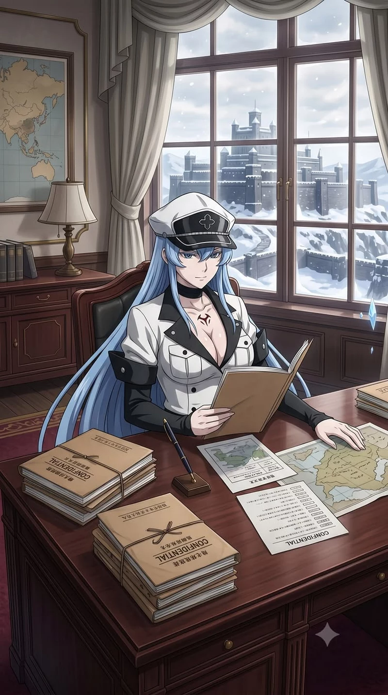 Hình Nền Esdeath Mang Không Khí Lạnh Giá Và Huyền Bí