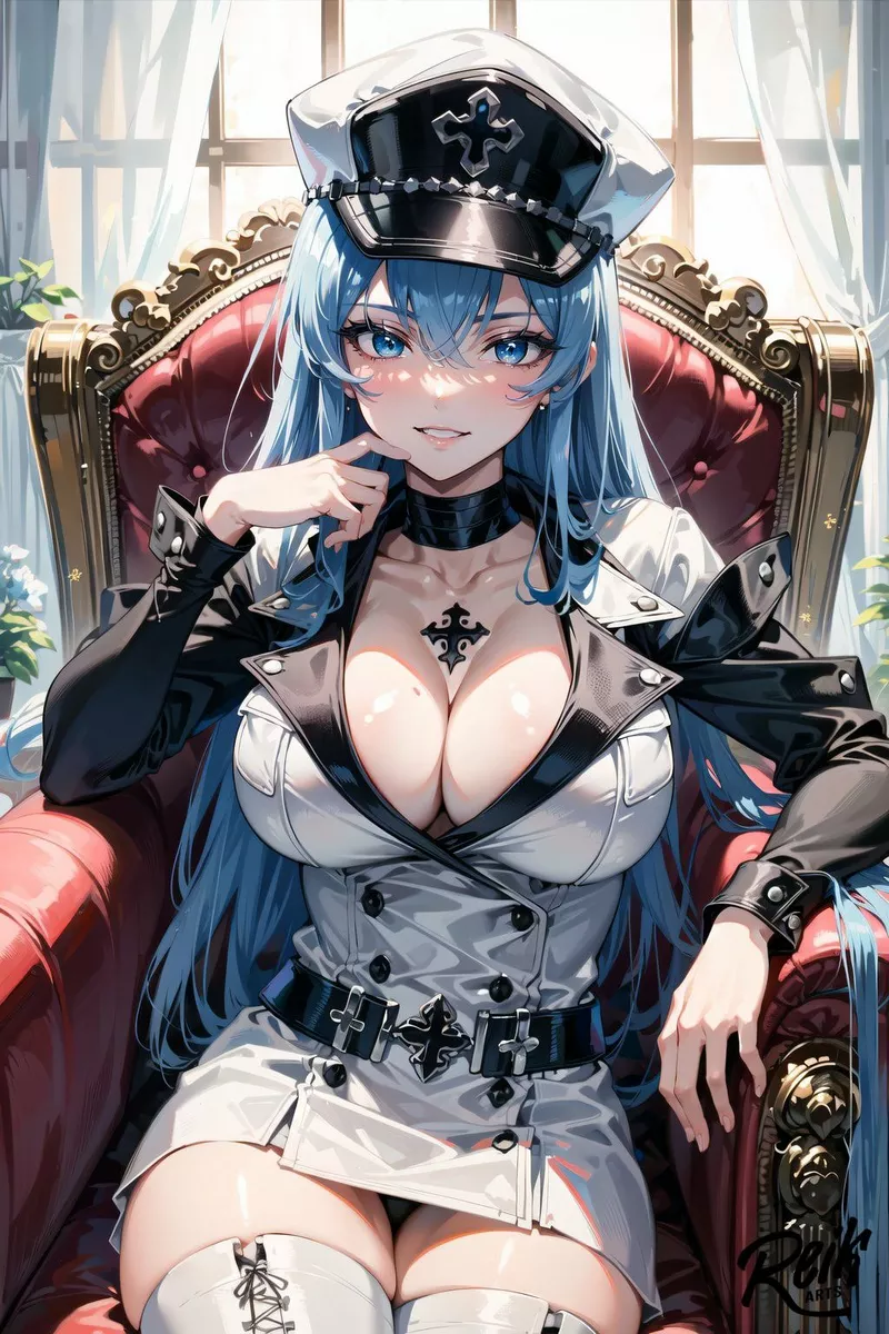 Hình Nền Esdeath Với Mái Tóc Xanh Nổi Bật