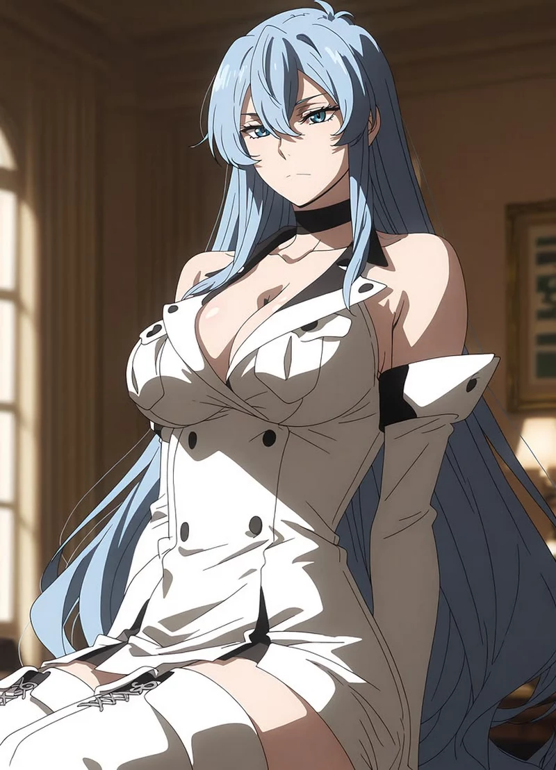 Hình Nền Esdeath Với Tông Màu Xanh Băng Tuyết