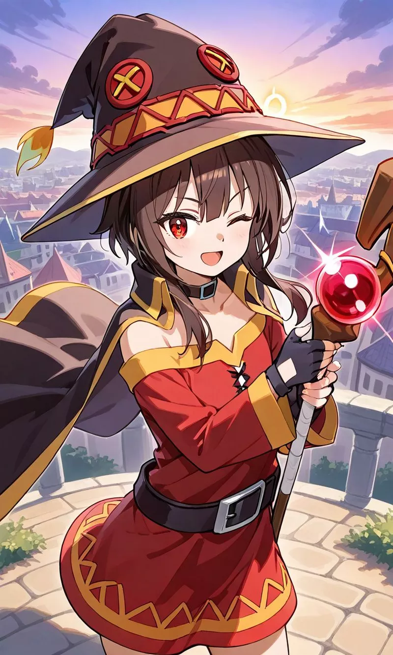 Hình Nền Megumin Cùng Mái Tóc Đen Dài Đặc Trưng
