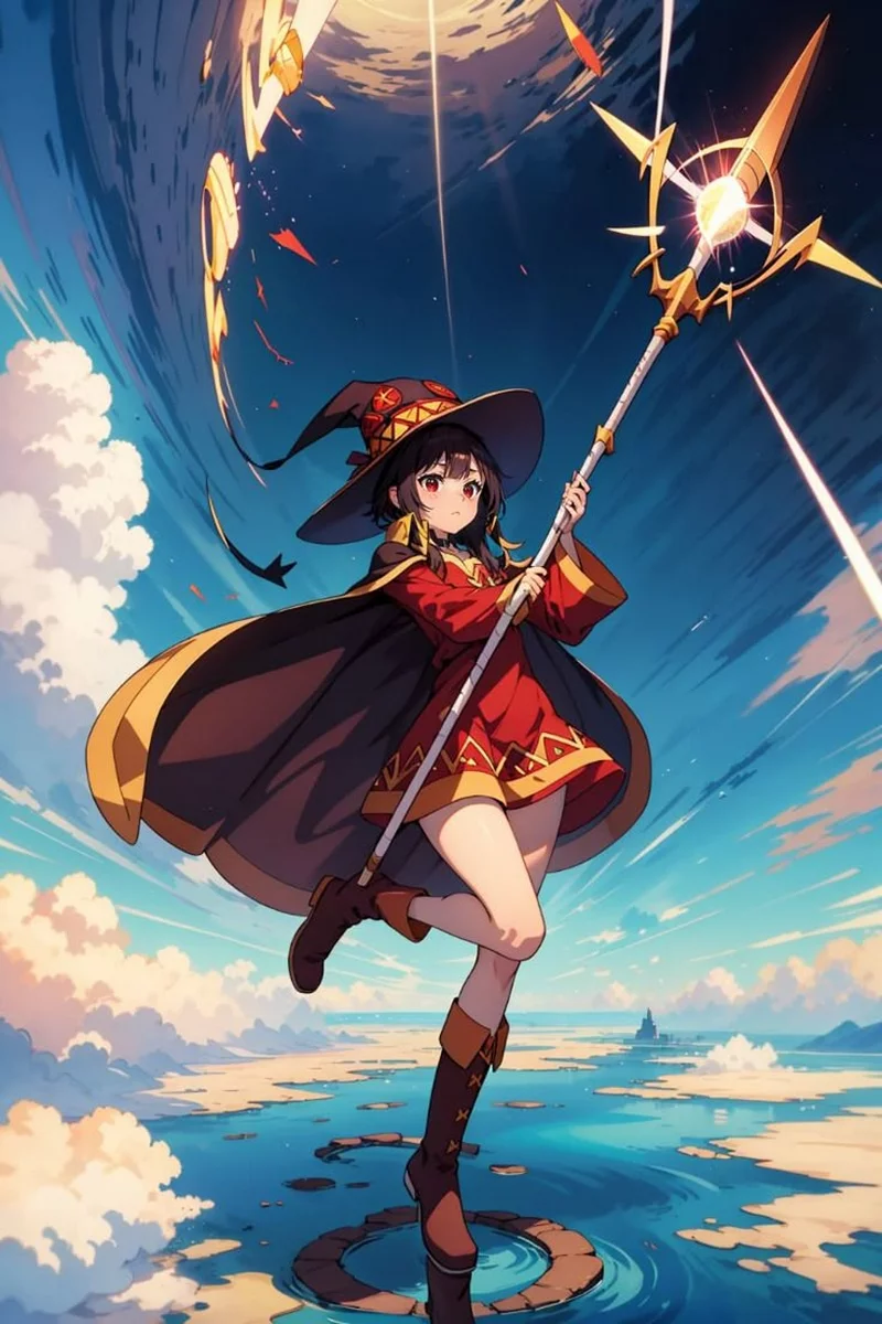 Hình Nền Megumin Trong Trang Phục Pháp Sư Đặc Trưng