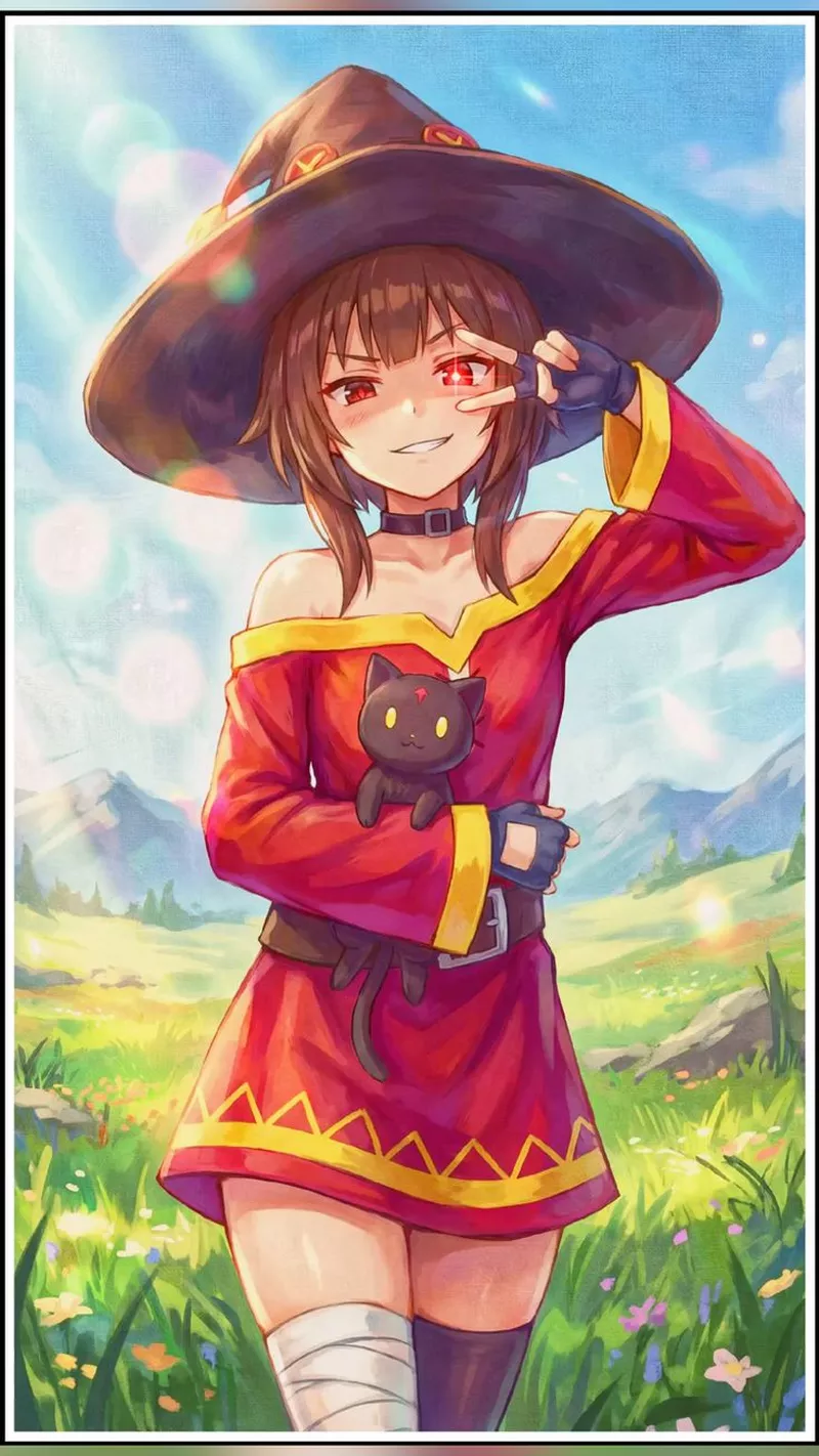 Hình Nền Megumin Với Biểu Cảm Dễ Thương Và Tinh Nghịch