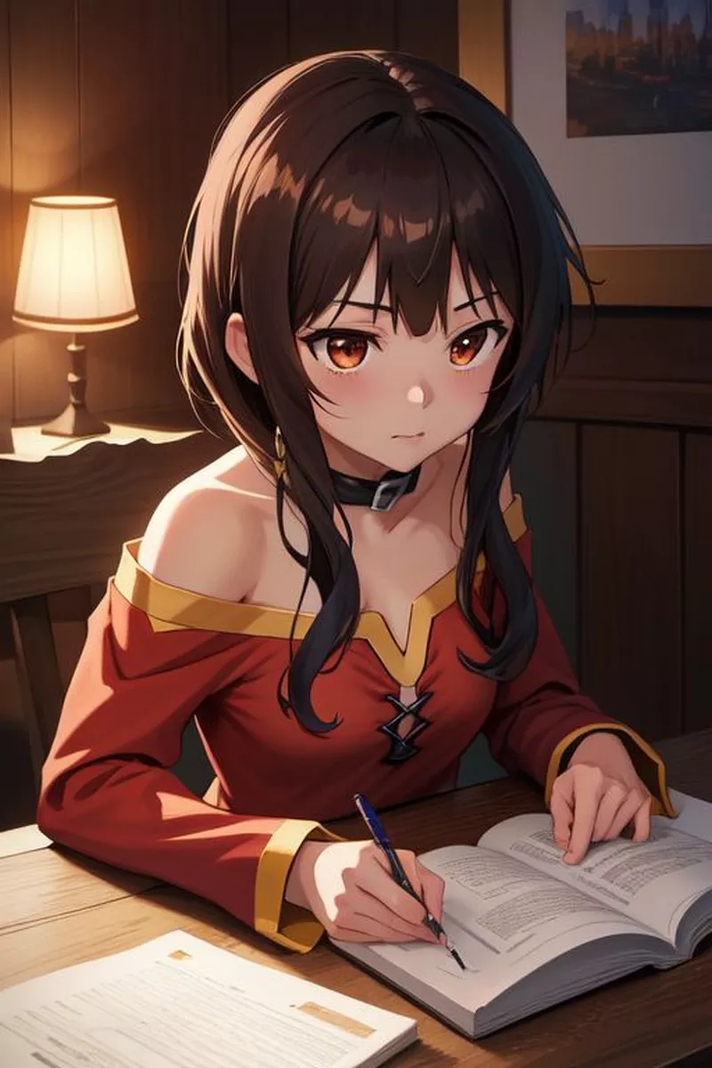 Hình Nền Megumin Với Tông Màu Đỏ Đen Nổi Bật
