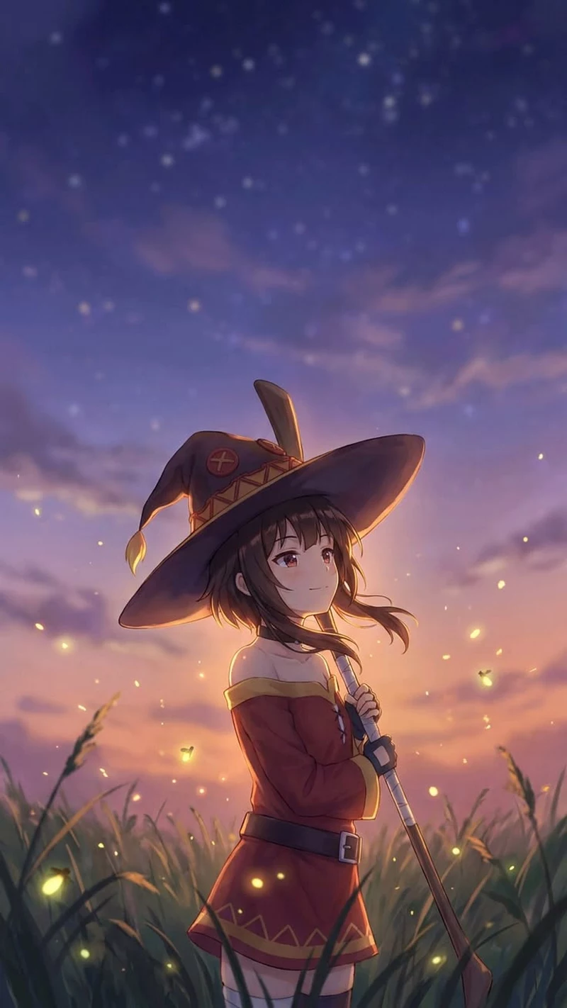 Hình Nền Megumin Với Tư Thế Pháp Sư Đầy Khí Chất